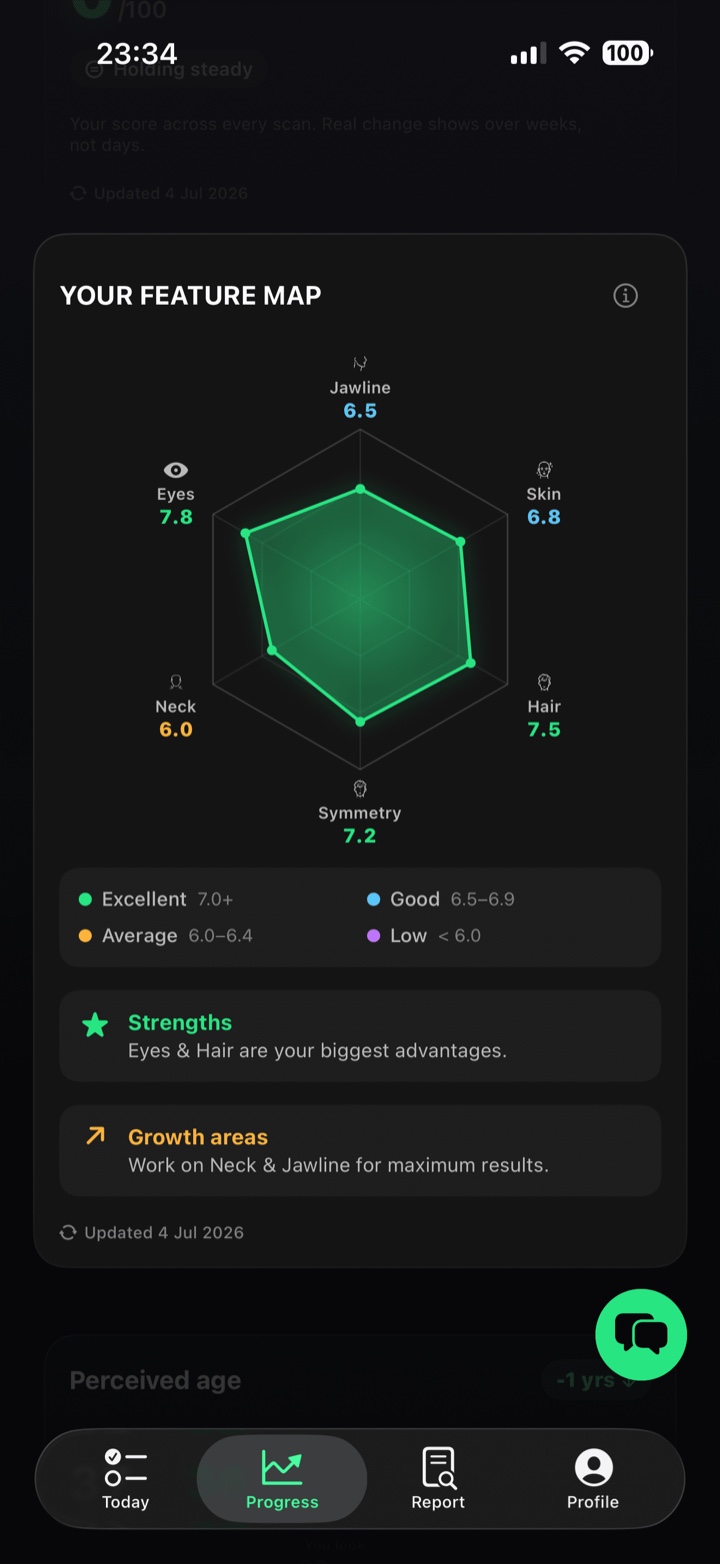 Looksmaxxing feature map radar